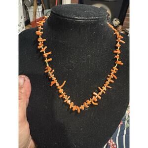 Salmon Orange Red Branch Spiny Coral Beaded Necklace